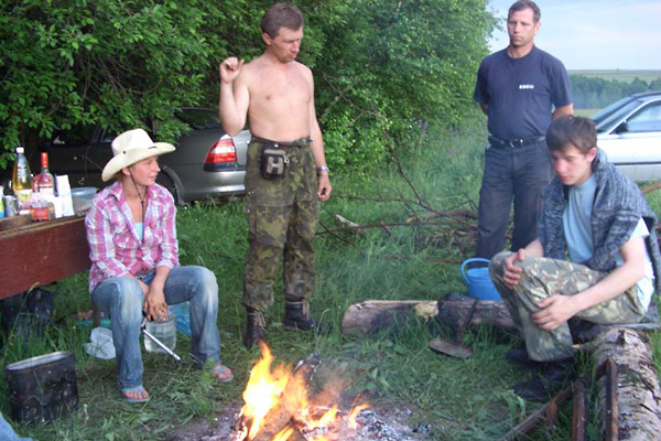 В лагере.